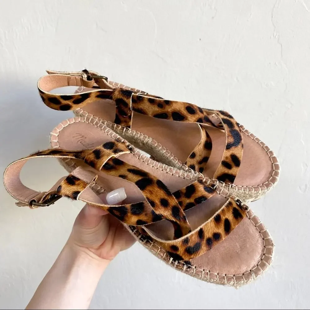 NEW Madewell Malia Espadrille Leopard Calf Hair‎ Sandals - Picture 2 of 4